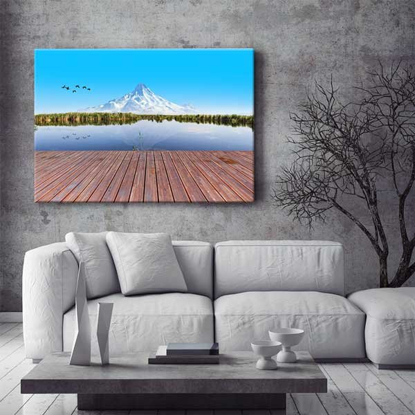 Dağ ve Göl Yansıması Minimal Doğa Manzarası Kanvas Tablo 12103