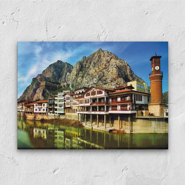 Amasya Yalıboyu Evleri ve Saat Kulesi Kanvas Tablo 12127