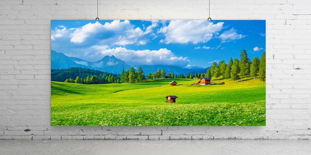 Yeşil Çayırlar Dağ Evleri Panoramik Büyük Ebat Duvar Dekoru 14203