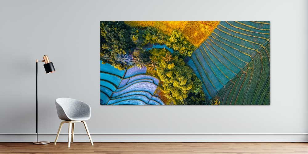 Büyük Ebat Teraslı Tarım ve Doğa Manzarası Duvar Dekoru 14047