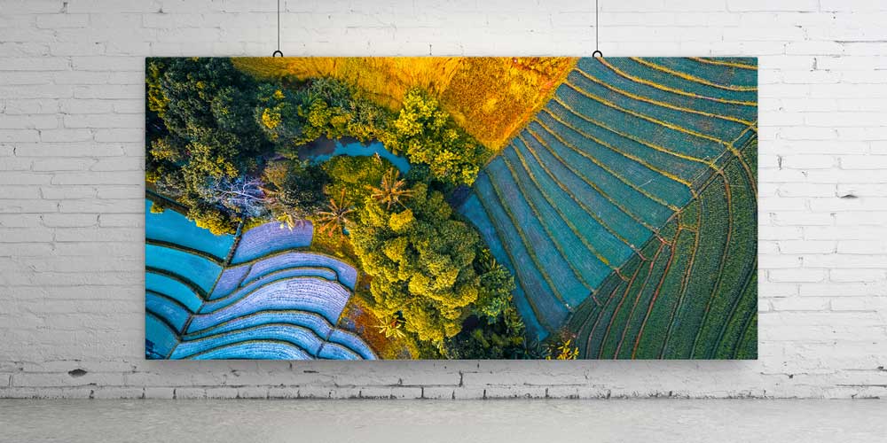 Büyük Ebat Teraslı Tarım ve Doğa Manzarası Duvar Dekoru 14047