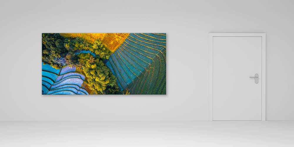Büyük Ebat Teraslı Tarım ve Doğa Manzarası Duvar Dekoru 14047