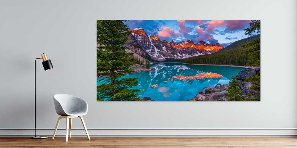 Gün Batımı Yansımalı Dağ Gölü Büyük Ebat Duvar Dekor Ürünü 14127