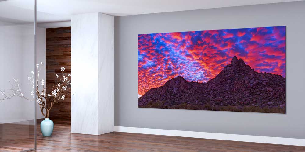 Kızıl Gün Batımı Dağ Manzarası Büyük Ebat Duvar Dekor Ürünü 14170