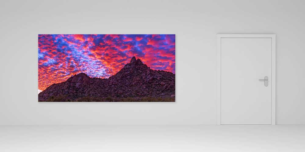 Kızıl Gün Batımı Dağ Manzarası Büyük Ebat Duvar Dekor Ürünü 14170