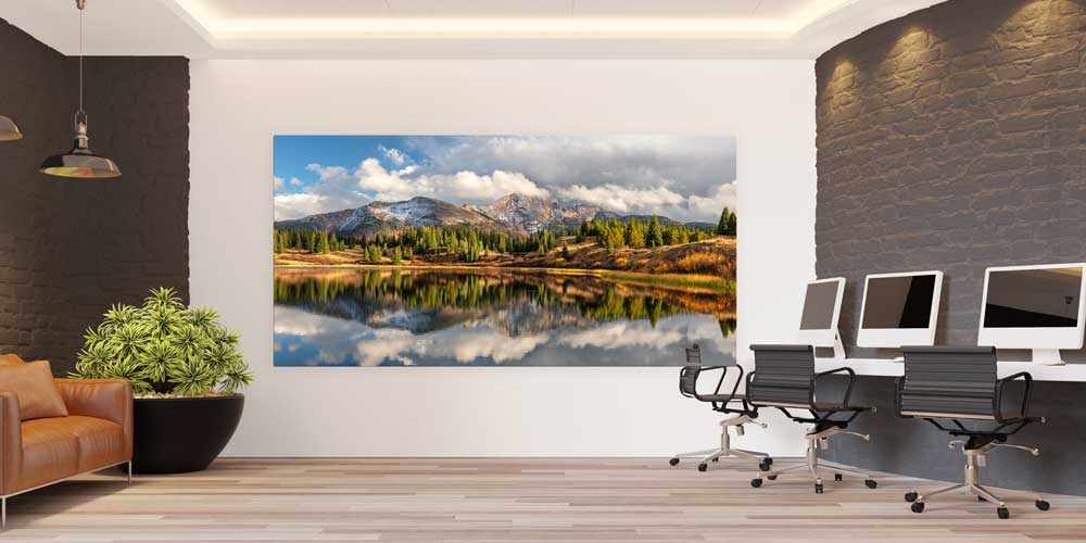 Göl Yansımalı Dağ ve Orman Manzarası Büyük Ebat Duvar Dekor Ürünü 14182