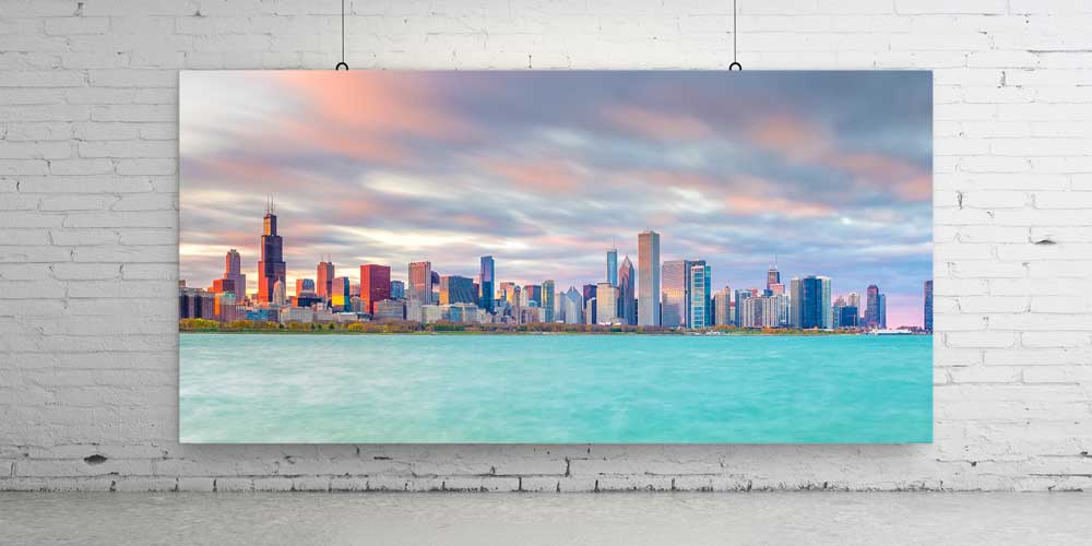 Göl Kıyısı Modern Şehir Silüeti Manzarası Büyük Ebat Duvar Dekor Ürünü 14184