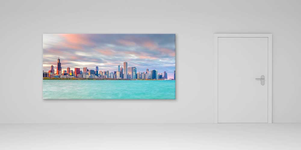 Göl Kıyısı Modern Şehir Silüeti Manzarası Büyük Ebat Duvar Dekor Ürünü 14184