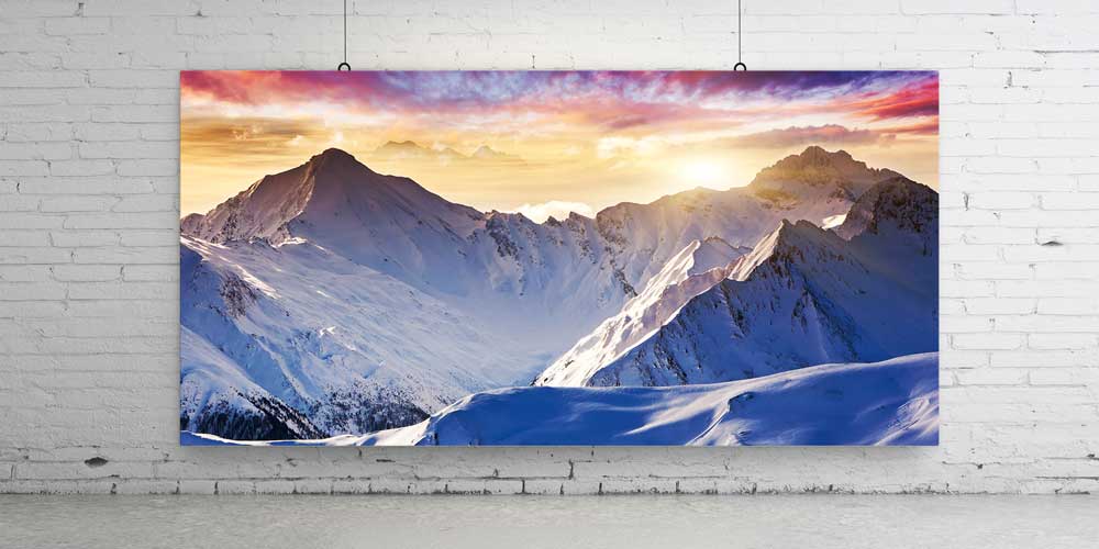 Kar Dağları Gün Batımı Panoramik Büyük Ebat Duvar Dekoru 14201