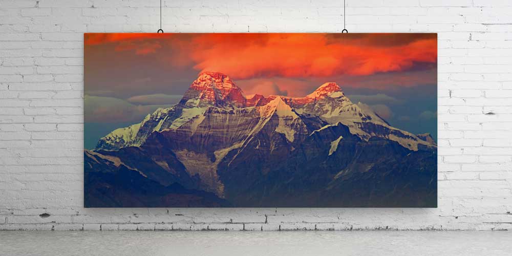 large-size-wall-decor-14051-02 Büyük Ebat Gün Batımında Dağ Zirveleri Duvar Dekoru 14051