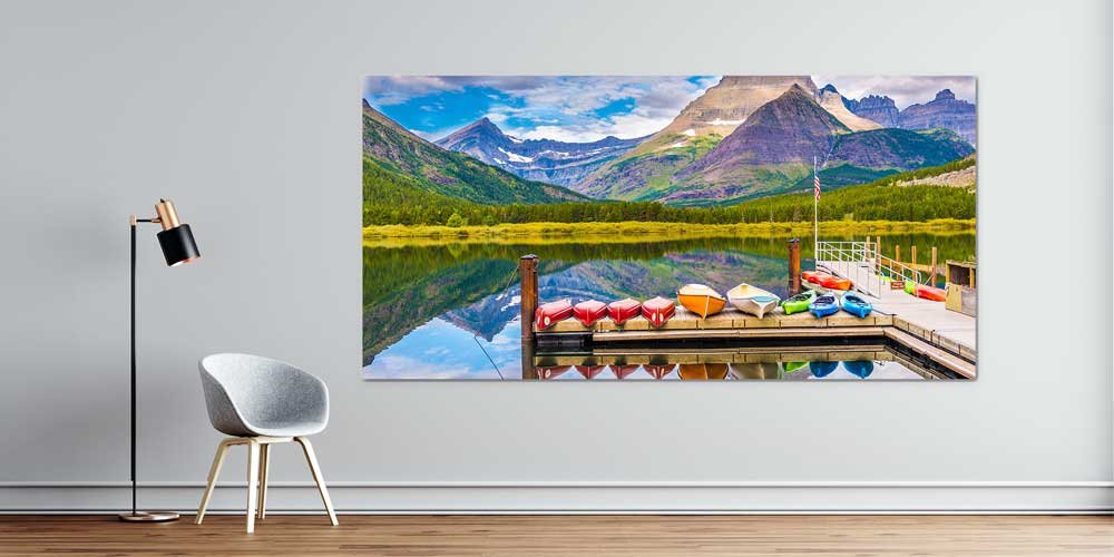 Dağ Gölü ve Renkli Kanolar Manzarası Büyük Ebat Duvar Dekor Ürünü 14143