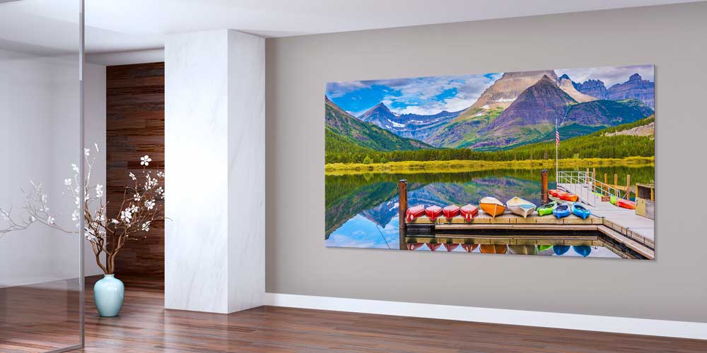 Dağ Gölü ve Renkli Kanolar Manzarası Büyük Ebat Duvar Dekor Ürünü 14143