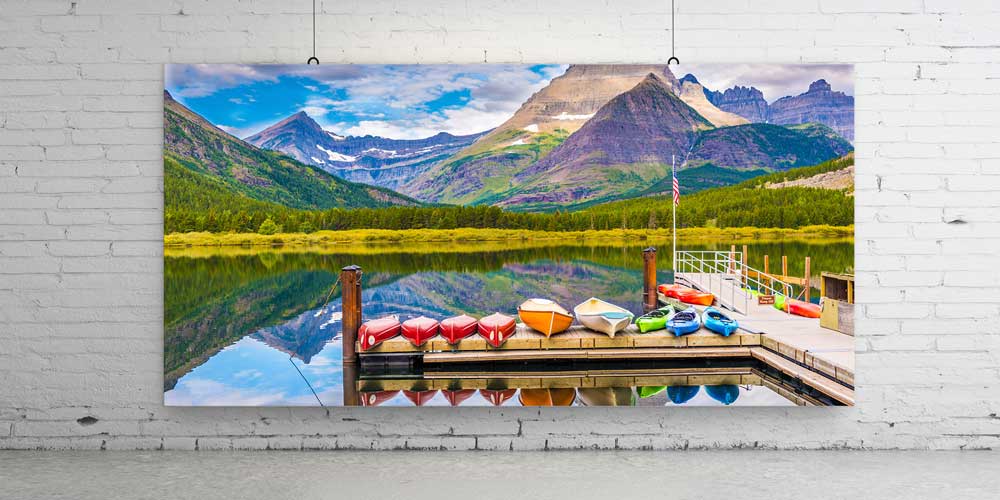 Dağ Gölü ve Renkli Kanolar Manzarası Büyük Ebat Duvar Dekor Ürünü 14143