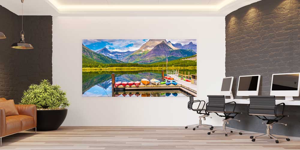 Dağ Gölü ve Renkli Kanolar Manzarası Büyük Ebat Duvar Dekor Ürünü 14143