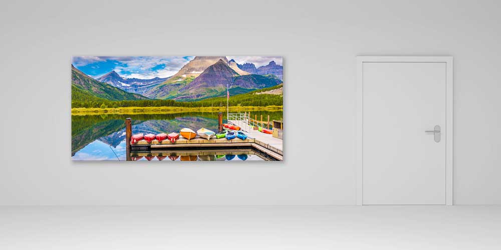Dağ Gölü ve Renkli Kanolar Manzarası Büyük Ebat Duvar Dekor Ürünü 14143