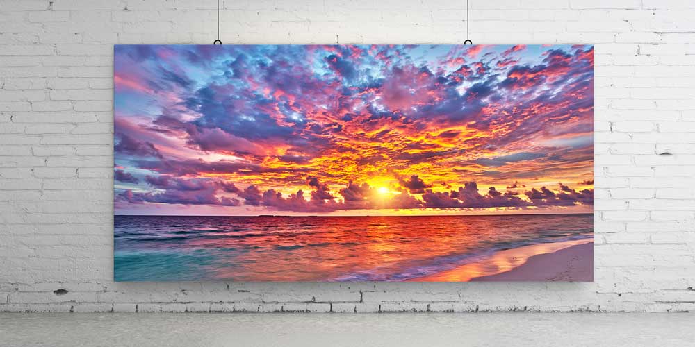 Büyük Ebat Gün Batımı Sahil ve Renkli Gökyüzü Duvar Dekoru 14042