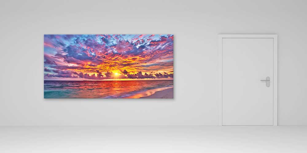Büyük Ebat Gün Batımı Sahil ve Renkli Gökyüzü Duvar Dekoru 14042