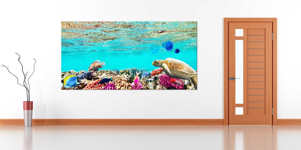 Büyük Ebat Mercan Kayalığı ve Deniz Kaplumbağası Duvar Dekoru 14043