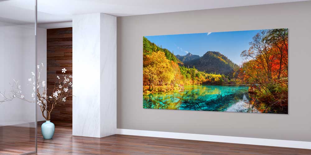 large-size-wall-design-14044-01 Büyük Ebat Sonbahar Renkleri Turkuaz Göl Manzarası Duvar Dekoru 14044