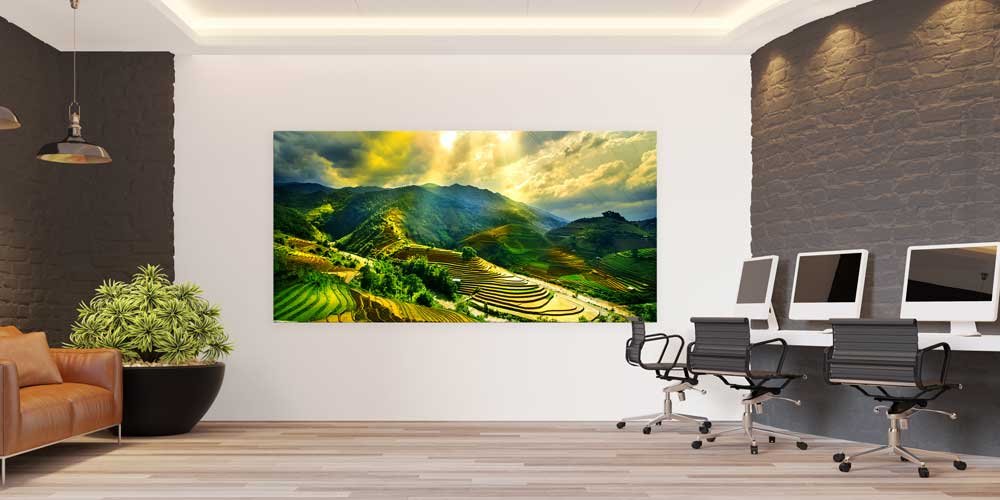 Büyük Ebat Altın Saat Teraslı Tarım Manzarası Duvar Dekoru 14049