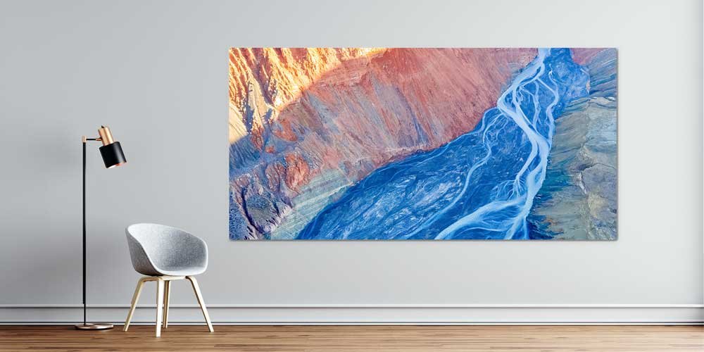 Soyut Nehir ve Vadi Manzarası Büyük Duvar Dekoru 14057