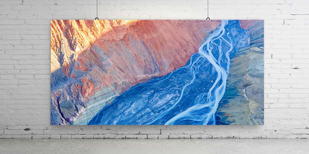 Soyut Nehir ve Vadi Manzarası Büyük Duvar Dekoru 14057
