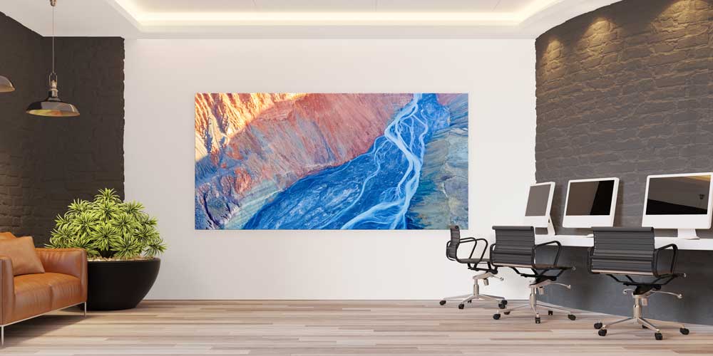 Soyut Nehir ve Vadi Manzarası Büyük Duvar Dekoru 14057