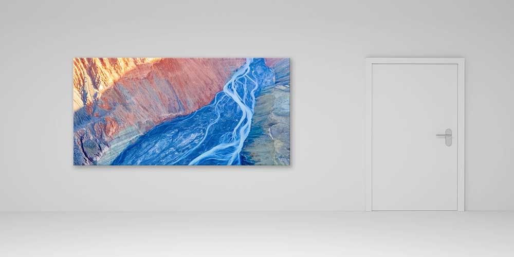Soyut Nehir ve Vadi Manzarası Büyük Duvar Dekoru 14057