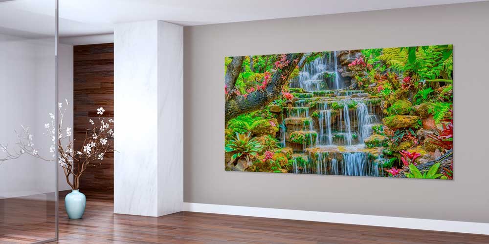 large-size-wall-design-14062-01 Tropik Şelale ve Yeşil Bitki Dokusu Büyük Duvar Dekoru 14062