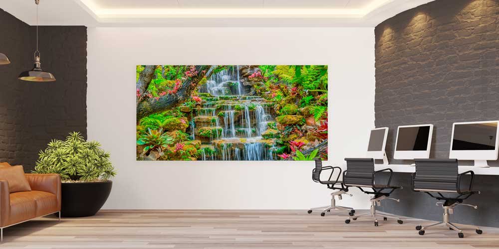 large-size-wall-design-14062-03 Tropik Şelale ve Yeşil Bitki Dokusu Büyük Duvar Dekoru 14062