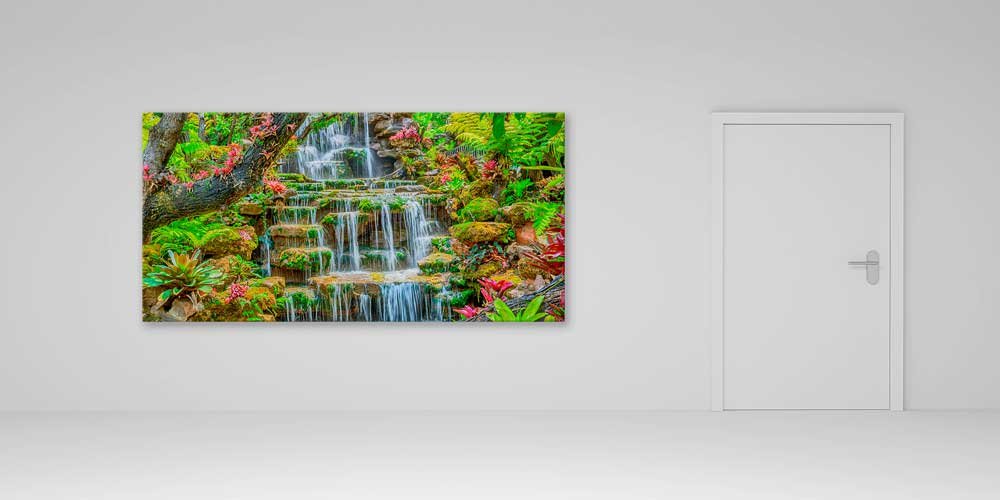 large-size-wall-design-14062-04 Tropik Şelale ve Yeşil Bitki Dokusu Büyük Duvar Dekoru 14062