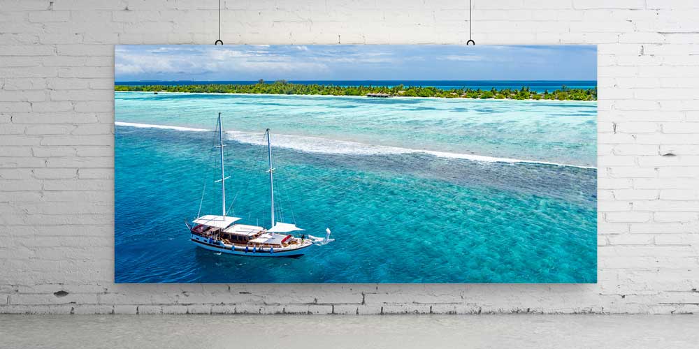 Turkuaz Deniz ve Yelkenli Büyük Duvar Dekoru 14064