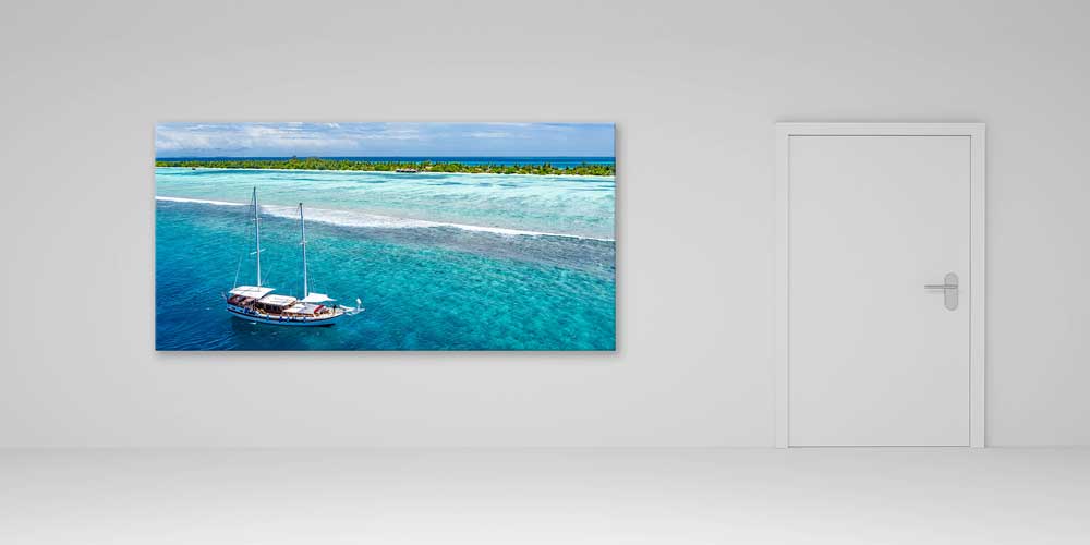 Turkuaz Deniz ve Yelkenli Büyük Duvar Dekoru 14064