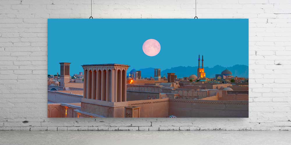 Dolunay Altında Asya Şehri Büyük Ebat Duvar Dekoru 14090