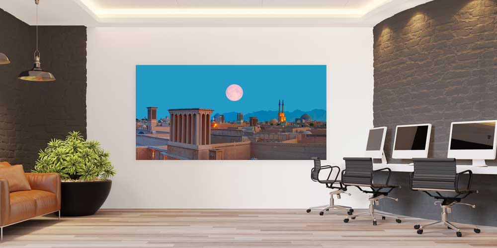 Dolunay Altında Asya Şehri Büyük Ebat Duvar Dekoru 14090