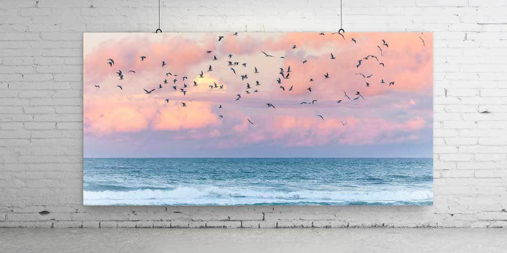 Gün Batımında Deniz ve Kuşlar Manzarası Büyük Ebatlı Duvar Dekor Ürünü 14096
