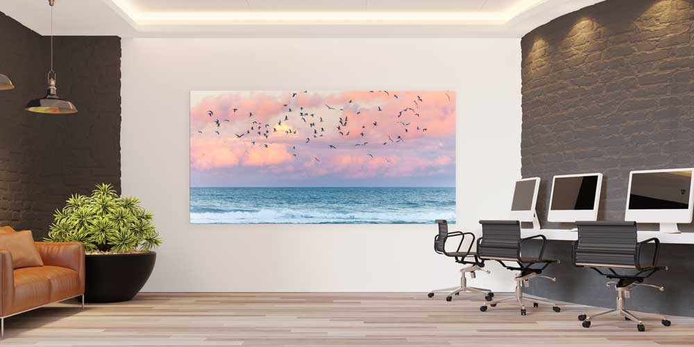 Gün Batımında Deniz ve Kuşlar Manzarası Büyük Ebatlı Duvar Dekor Ürünü 14096