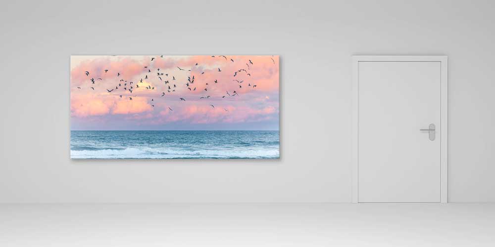 Gün Batımında Deniz ve Kuşlar Manzarası Büyük Ebatlı Duvar Dekor Ürünü 14096