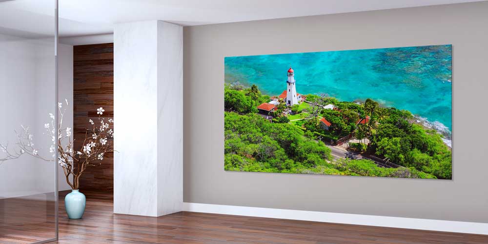 Tropikal Kıyıda Deniz Feneri Manzarası Büyük Ebat Duvar Dekor Ürünü 14142