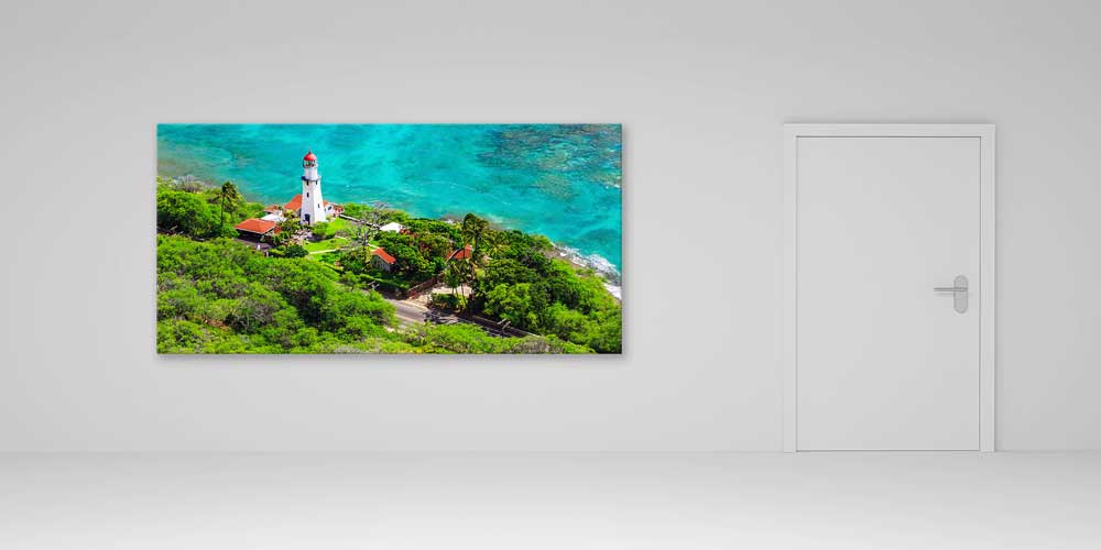 Tropikal Kıyıda Deniz Feneri Manzarası Büyük Ebat Duvar Dekor Ürünü 14142