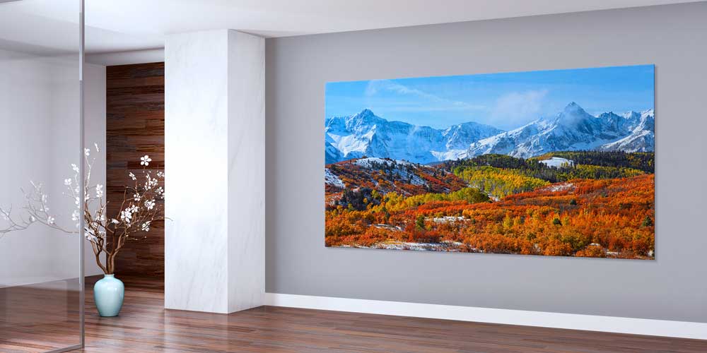 Karlı Dağlar ve Sonbahar Ormanı Manzarası Büyük Ebat Duvar Dekor Ürünü 14152