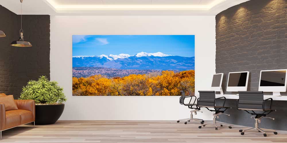 Sonbahar Ormanları ve Karlı Dağlar Büyük Ebat Duvar Dekor Ürünü 14166