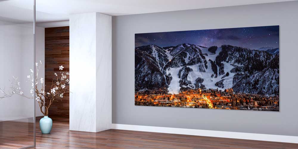 Gece Dağ Kasabası Manzarası Büyük Ebat Duvar Dekor Ürünü 14169