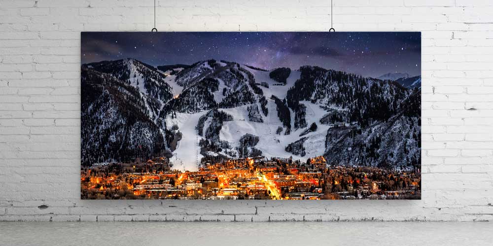 Gece Dağ Kasabası Manzarası Büyük Ebat Duvar Dekor Ürünü 14169