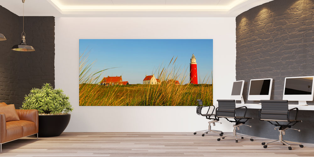 Kırmızı Deniz Feneri Sahil Manzarası Büyük Ebat Duvar Dekoru 14196