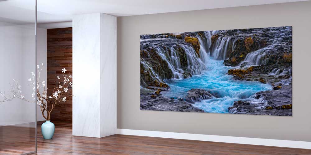 Buz Mavisi Şelale Akışı Panoramik Büyük Ebat Duvar Dekoru 14207