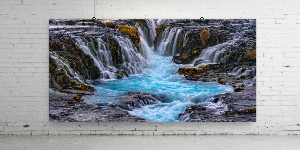 Buz Mavisi Şelale Akışı Panoramik Büyük Ebat Duvar Dekoru 14207