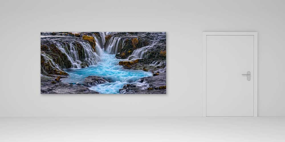 Buz Mavisi Şelale Akışı Panoramik Büyük Ebat Duvar Dekoru 14207