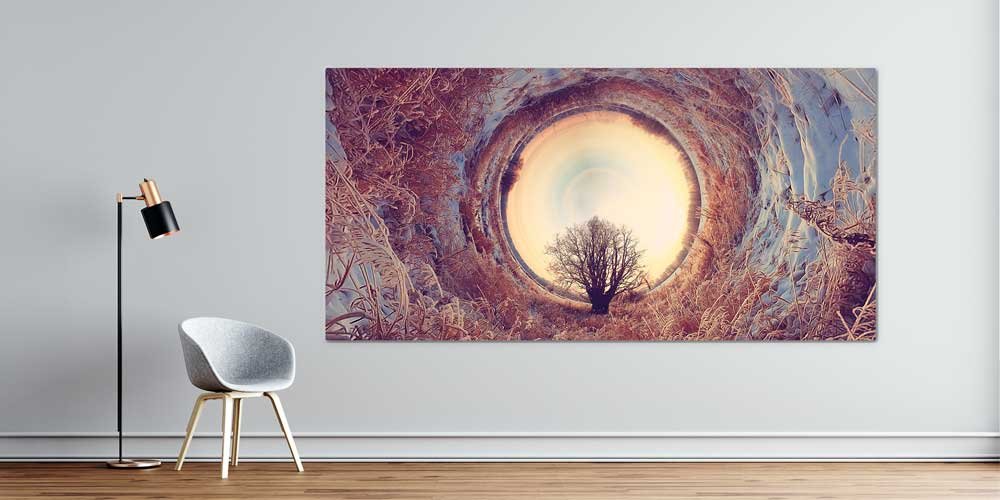 Tünel Perspektifi Ağaç Silüeti Sanatsal Büyük Ebat Duvar Dekoru 14217