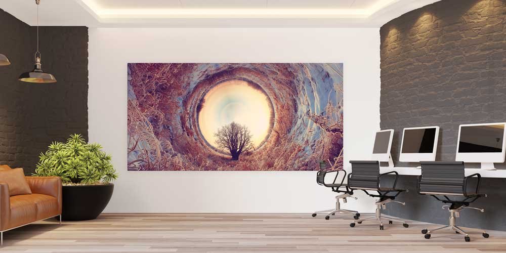 Tünel Perspektifi Ağaç Silüeti Sanatsal Büyük Ebat Duvar Dekoru 14217